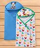 Babyhug Disney Terry Knit Hooded Towel & Wrappers With Mickey Mouse Graphic Pack of 2 L 76 x B 76 cm - Blue & White