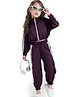 Ollington St. Full Sleeves Winter Wear Co-Ord Set of  Front Zipper Jacket & Joggers with Cargo Pockets - Wine