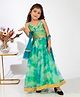 Elaisha Sleeveless Abstract Design Top With Lehenga & Net Dupatta Set - Sea Green & Lime Green