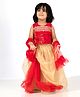 Elaisha Sleeveless  Sequin Embroidered Top & Organza Lehenga With Net Dupatta Set - Red & Gold