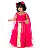 Elaisha Draped Sleeves Sequin Embroidered & Lace Embellished Top With Underlay Ruffled Skirt - Pink & Off White