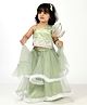 Elaisha Sleeveless Sequin Embroidered Top & Ruffled Edges Layered Net Skirt With Dupatta Set - Green