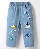 Kookie Kids Full Length Denim Jeans with Space Print - Blue
