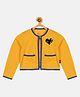 Kiddopanti Full Sleeves Sequin Embellished Heart Applique Crop Shrug - Mustard