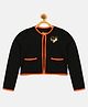 Kiddopanti Full Sleeves Sequin Embellished Heart Applique Crop Shrug - Black