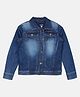 Kiddopanti Full Sleeves Mild Wash Denim Jacket - Dark Blue