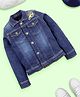 Kiddopanti Full Sleeves Mild Wash Denim Jacket - Dark Blue