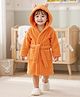 Babyhug Velour  Knit Full Sleeves Hooded Bath Robe With Ear Flaps - Orange