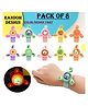 ADKD Kids Spinning Slap Wrist Band for Boys and Girls Cute Cartoon Bracelet Wrist Band with LED Light Up, Great Gift Toys for Kids - Pack of 8 (Color & Design May Vary)