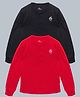 Kiddopanti Pack Of 2 Cotton Full Sleeves Brand Name Text Printed Tees - Black & Red