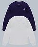 Kiddopanti Pack Of 2 Cotton Full Sleeves Brand Name Text Printed Tees - Navy Blue & White