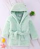 Babyhug Velour  Knit Full Sleeves Hooded Bath Robe With Ear Flaps - Sea Green