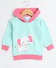 BUMZEE Cotton Looper Full Sleeves Elephant Printed Hooded Sweatshirt - Mint Green & Pink