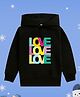 NUSYL Fleece Full Sleeves Love Text Printed Hoodie - Black