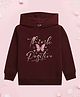 NUSYL Fleece Full Sleeves Shimmered Think Positive Text & Buttery Printed Hoodie - Burgundy