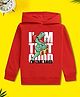 NUSYL Fleece Full Sleeves Dinosaur & Text Printed Hoodie - Red