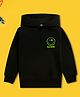 NUSYL Fleece Full Sleeves Smiley Emoji & Text Printed Hoodie - Black
