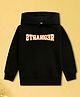 NUSYL Fleece Full Sleeves Stranger Text Printed Hoodie - Black