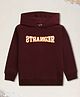 NUSYL Fleece Full Sleeves Stranger Text Printed Hoodie - Burgundy