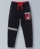 3PIN Cotton Basketball Text Printed Joggers - Black