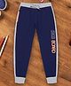 3PIN Board Text Printed Full Length Joggers - Navy Blue