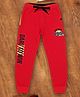 3PIN Cotton Dare To Win Text Printed Full Length Joggers - Red