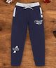 3PIN Cotton Outer Detroit Text Printed  Full Length Joggers - Navy Blue