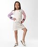 Kate & Oscar Full Sleeves Cotton Colour Blocked Knitted Dress - Off White