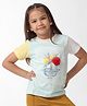 Kate & Oscar Cotton Half Sleeves Lace Embellished & Floral Applique Detailed Tee - Blue