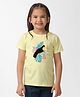 Kate & Oscar Cotton Half Sleeves Floral Printed & Applique Detailed Tee - Yellow