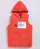 giniekids Pure Cotton Sleeveless Ganthar Text Printed Hooded Tee - Orange