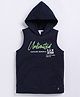 giniekids Pure Cotton Sleeveless Unlimited Text Printed Hooded Tee - Blue