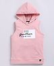 giniekids Pure Cotton Sleeveless Ganthar Text Printed Hooded Tee - Pink
