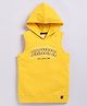 giniekids Pure Cotton Sleeveless Baklyn Text Printed Hooded Tee - Yellow