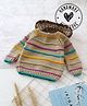 Woonie Full Sleeves Handknitted Striped Sweater - Beige
