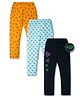 Nino Togs Pack Of 3 Cotton Lycra Bow & Heart Printed Full Length Stretchable Leggings - Multi Colour