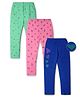 Nino Togs Pack Of 3 Cotton Lycra Abstract & Floral Printed Full Length Stretchable Leggings - Multi Colour