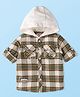 Babyhug Cotton Woven Full Sleeves Checkered Shirt with Hood - Olive Green
