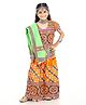 Banjara India Navratri Theme Cotton Half Sleeves Kutch Work Embroidered Lehenga Choli With Dupatta - Orange