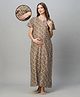 MomToBe Cotton Half Sleeves Maternity Nighty With Concealed Zippers Nursing Access - Green