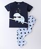 Nite Flite Half Sleeve Sleepy Sloths Printed Night Suit - Navy & Powder Blue