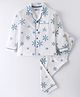 Nite Flite Cotton Knit Full Sleeves Snowflakes Printed Coordinating Night Suit - Off White
