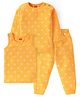 Babyhug  Full Sleeves Thermal T-Shirt Vest & Pant Set with Star Print - Yellow