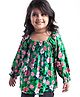 Babyhug Rayon Woven Full Sleeves Floral Printed Top - Green