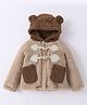Kookie Kids Full Raglan Sleeeves Hooded Winter Jacket with Ear Applique - Tan