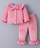 Kookie Kids Full Sleeves Winter Night Suit With Peter Pan Collar - Pink