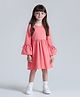 Primo Gino Cotton Elastane Full Sleeves Solid Colored Frock - Light Pink