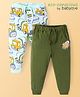 Babyoye  100% Cotton Woven Full Length Lounge Pant with Eco Jiva Finish & Construction Vehicles  Print Pack of 2  - Green