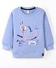 Olio Kids Fleece Knit Full Sleeves Sweatshirt With Foil Text & Heart Print - Light Blue
