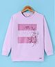 Olio Kids Cotton Knit Full Sleeves Sweatshirt with Text Print & Embellished Floral Design - Mauve